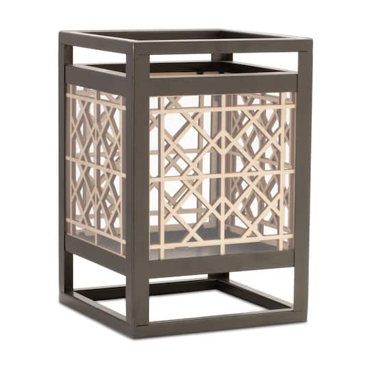 9.75" Cut Out Wood Candle Holder with Iron Frame